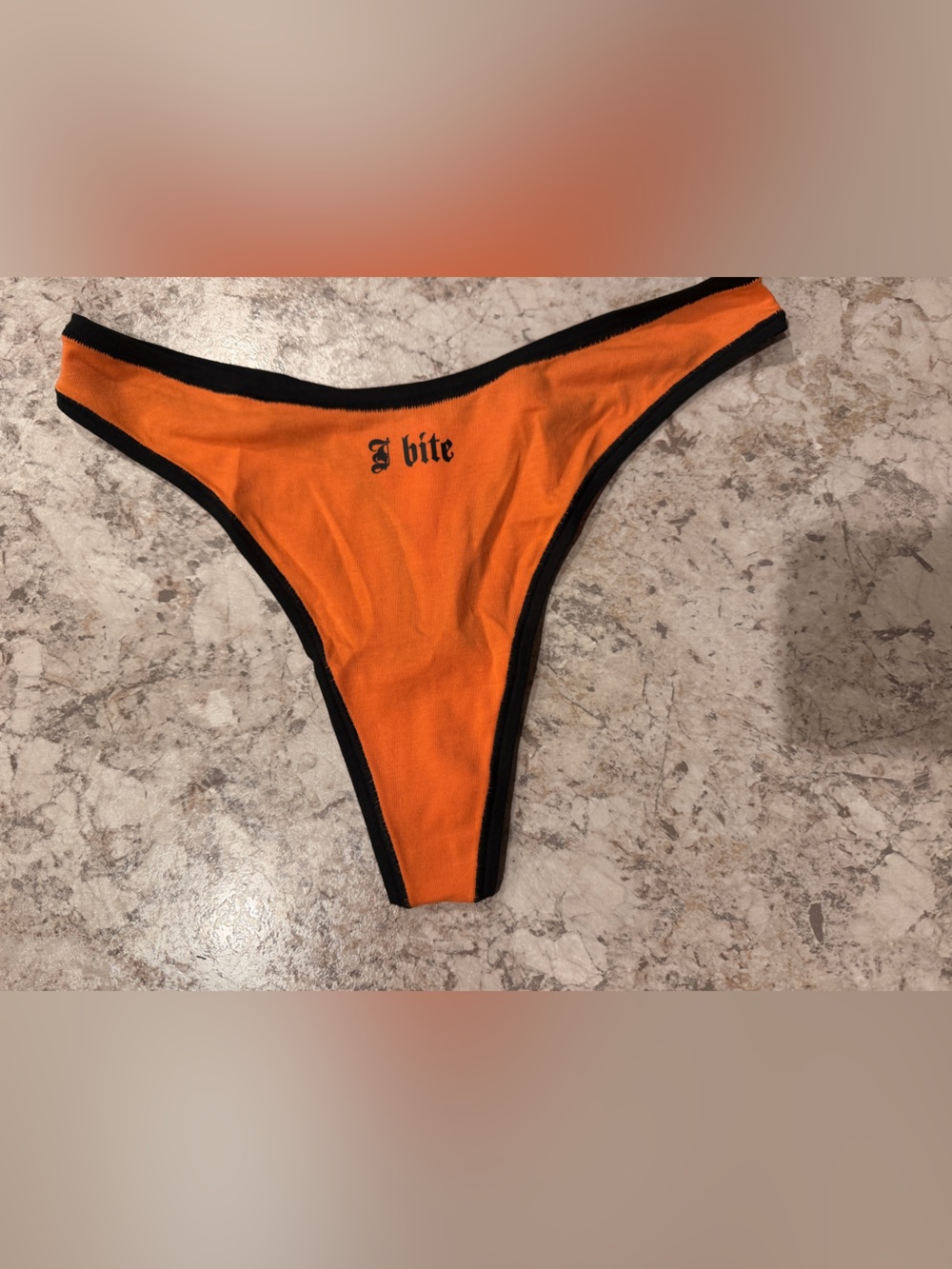 VS PINK Halloween I Bite High Leg Cotton thong panty NWT Large